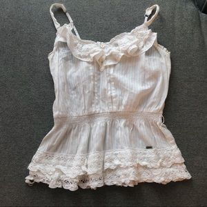Abercrombie White Frilly Tank